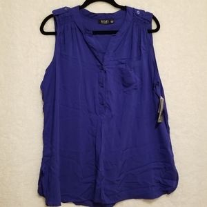 a.n.a slightly sheer cobalt blue sleeveless blouse